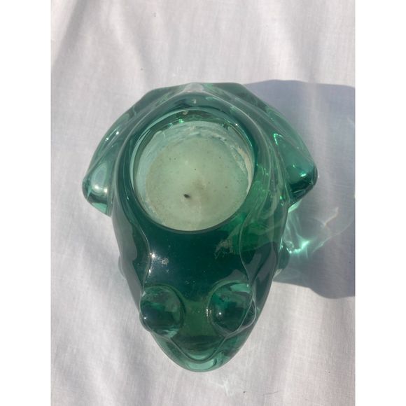 Indiana Glass Green Glass Frog Votive Candle / Paperweight #07138 Novelty Glass - Picture 2 of 10